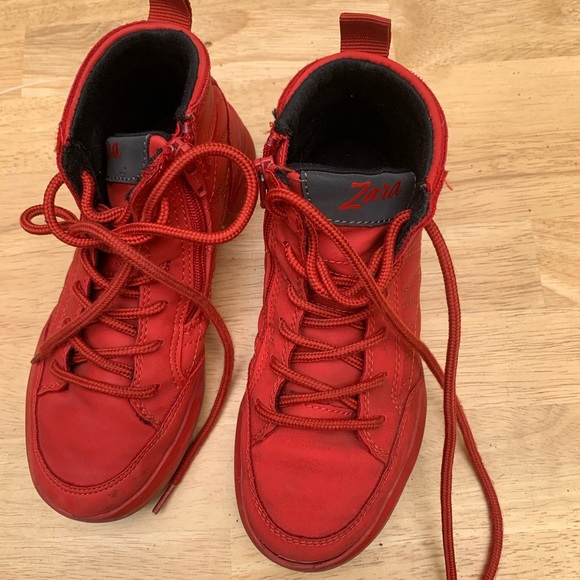 Zara small boy red shoes hi top size 30 - Picture 10 of 13